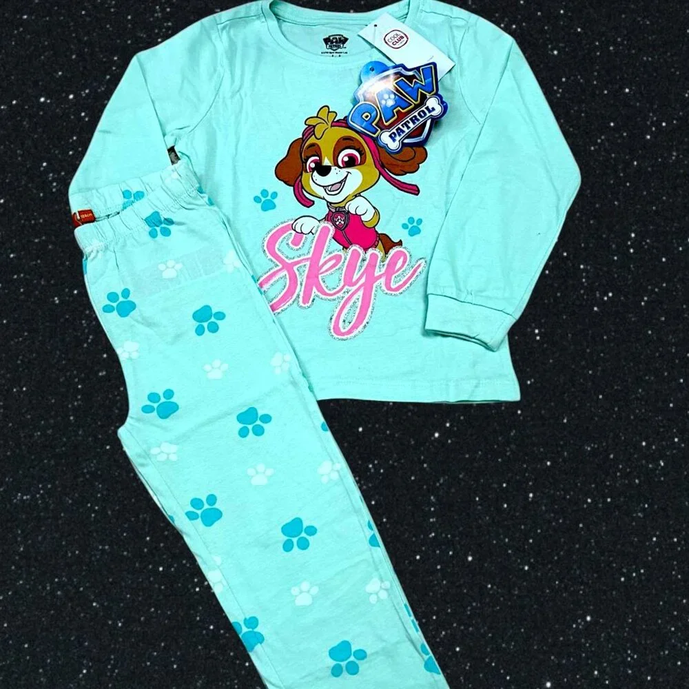 Paw Patrol Skye’s Starry Snooze Pajama Set 4T Turquoise NWT Soft Cotton
